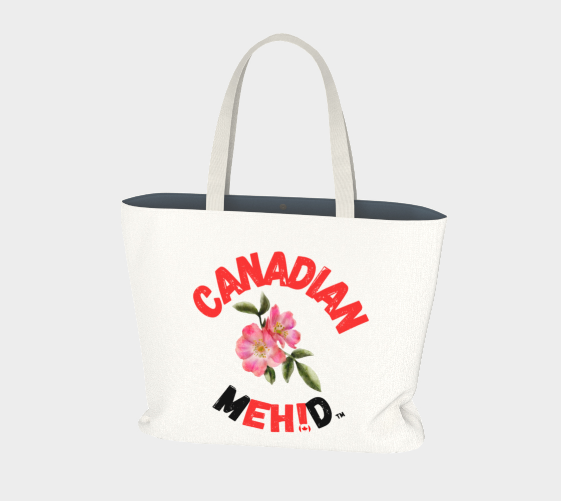Large Basic tote, poly canvas lined - Alberta wild rose
