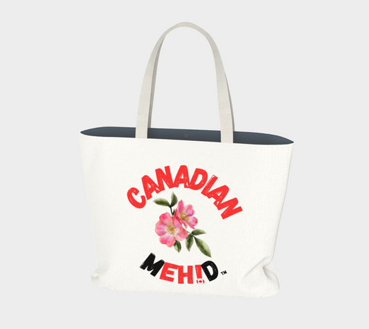 Large Basic tote, poly canvas lined - Alberta wild rose