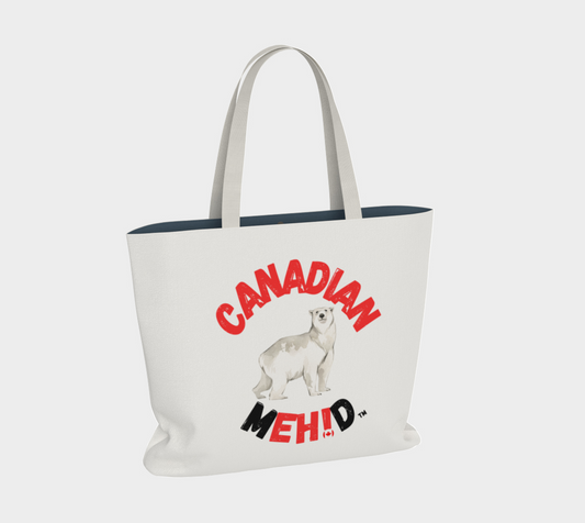 Large Basic tote, poly canvas lined - Polar Bear