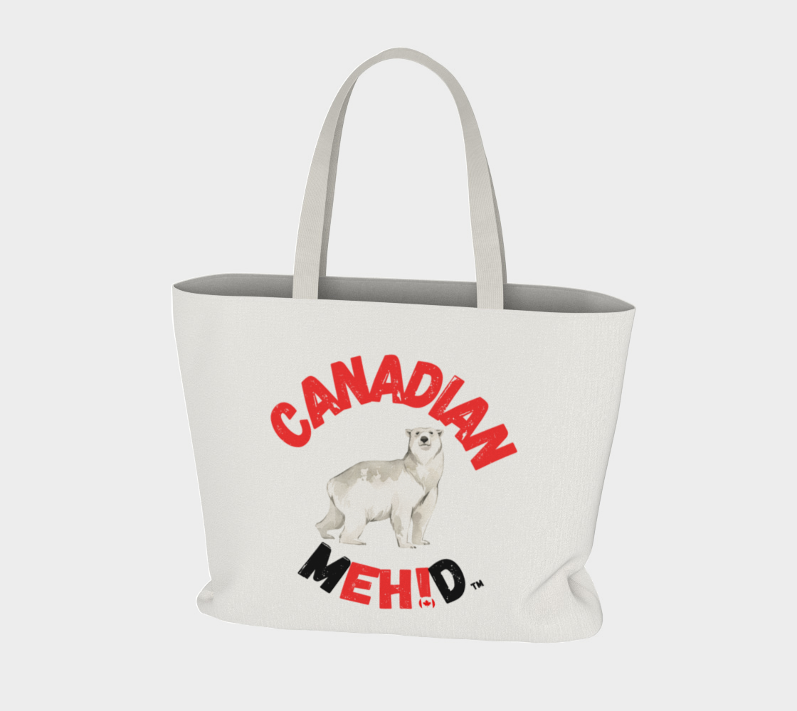 Large Basic tote, poly canvas lined - Polar Bear