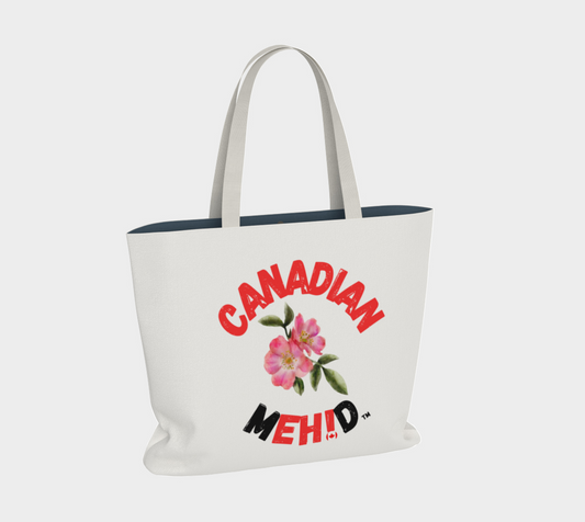 Large Basic tote, poly canvas lined - Alberta wild rose