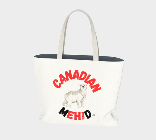 Large Basic tote, poly canvas lined - Polar Bear